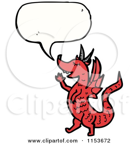 Cartoon of a Talking Red Dragon - Royalty Free Vector Illustration by lineartestpilot