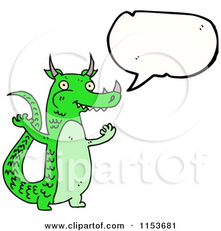 Cartoon of a Talking Green Dragon - Royalty Free Vector Illustration by lineartestpilot
