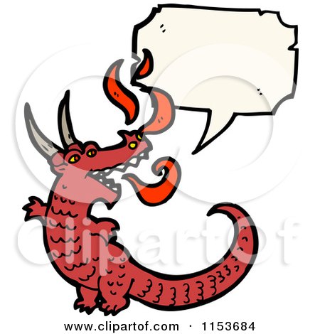 Cartoon of a Talking Red Dragon - Royalty Free Vector Illustration by lineartestpilot