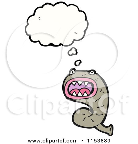 Cartoon of a Thinking Leech - Royalty Free Vector Illustration by lineartestpilot