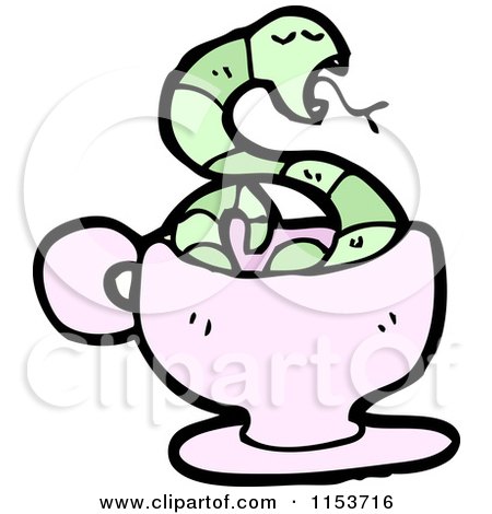 Cartoon of a Green Snake in a Cup - Royalty Free Vector Illustration by lineartestpilot
