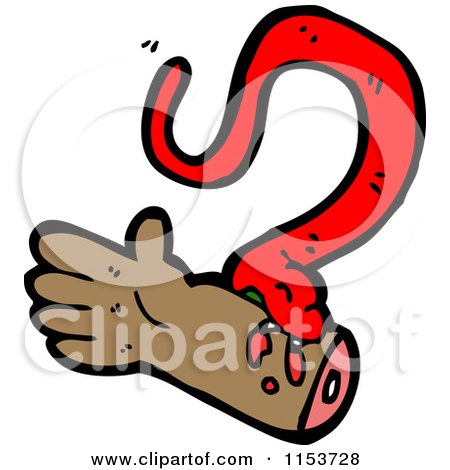 Cartoon of a Red Snake Biting a Hand - Royalty Free Vector Illustration by lineartestpilot