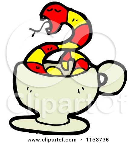 Cartoon of a Red Snake in a Cup - Royalty Free Vector Illustration by lineartestpilot