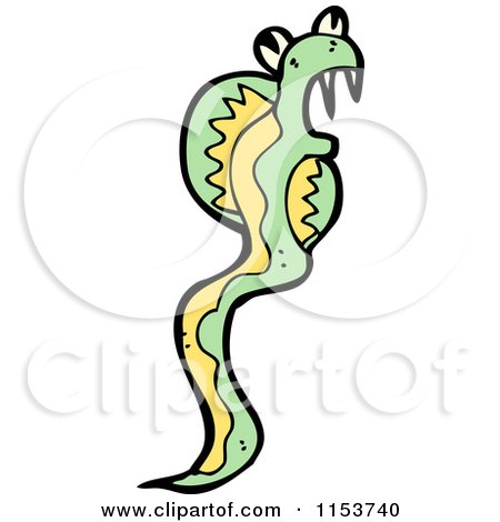 Cartoon of a Green Cobra Snake - Royalty Free Vector Illustration by lineartestpilot