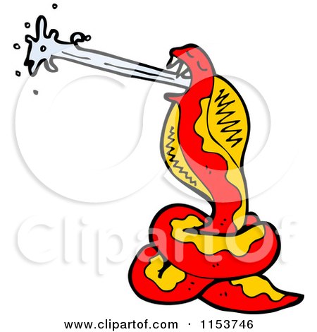 Cartoon of a Red Cobra Snake - Royalty Free Vector Illustration by lineartestpilot