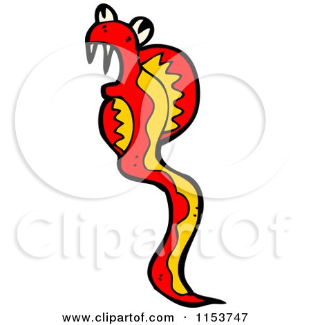 Cartoon of a Red Cobra Snake - Royalty Free Vector Illustration by lineartestpilot