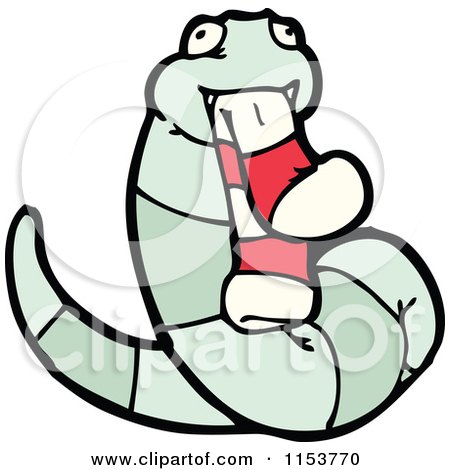 Cartoon of a Snake Eating a Sock - Royalty Free Vector Illustration by lineartestpilot