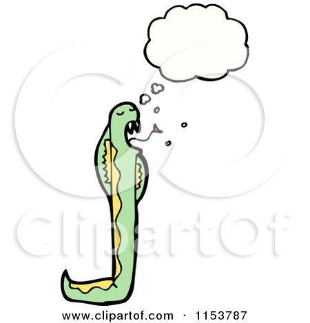 Cartoon of a Thinking Cobra Snake - Royalty Free Vector Illustration by lineartestpilot