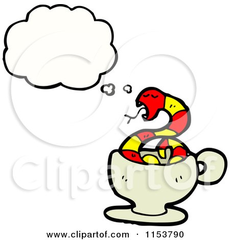 Cartoon of a Thinking Snake in a Cup - Royalty Free Vector Illustration by lineartestpilot