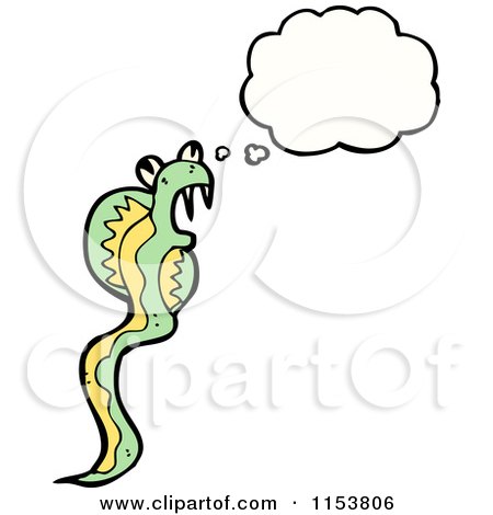 Cartoon of a Thinking Cobra Snake - Royalty Free Vector Illustration by lineartestpilot