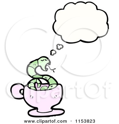 Cartoon of a Thinking Snake in a Cup - Royalty Free Vector Illustration by lineartestpilot