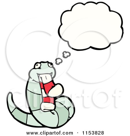 Cartoon of a Thinking Snake Eating a Sock - Royalty Free Vector Illustration by lineartestpilot