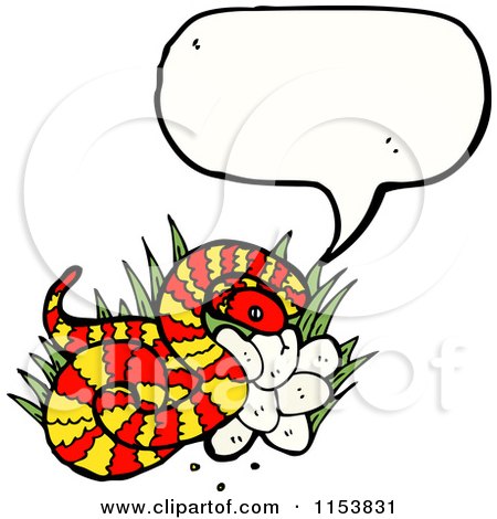 Cartoon of a Talking Snake with Eggs - Royalty Free Vector Illustration by lineartestpilot