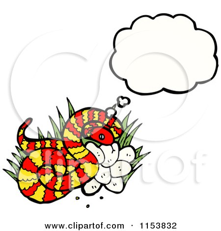 Cartoon of a Thinking Snake and Eggs - Royalty Free Vector Illustration by lineartestpilot