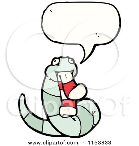 Cartoon of a Talking Snake Eating a Sock - Royalty Free Vector Illustration by lineartestpilot