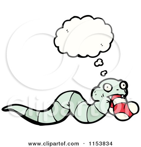 Cartoon of a Thinking Snake Eating a Sock - Royalty Free Vector Illustration by lineartestpilot