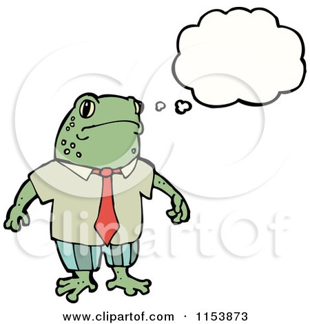 Cartoon of a Thinking Frog - Royalty Free Vector Illustration by lineartestpilot