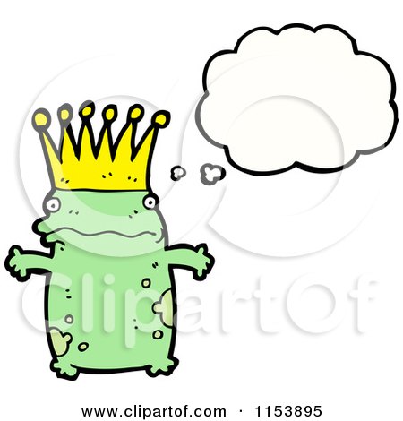 Cartoon of a Thinking Prince Frog - Royalty Free Vector Illustration by lineartestpilot