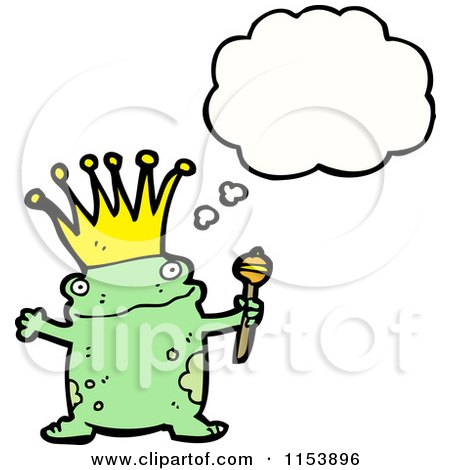 Cartoon of a Thinking Prince Frog - Royalty Free Vector Illustration by lineartestpilot