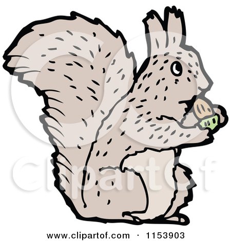 Cartoon of a Squirrel Eating an Acorn - Royalty Free Vector Illustration by lineartestpilot
