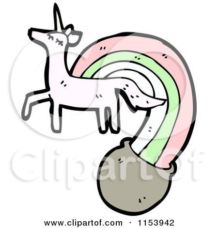Cartoon of a Unicorn and Rainbow - Royalty Free Vector Illustration by lineartestpilot