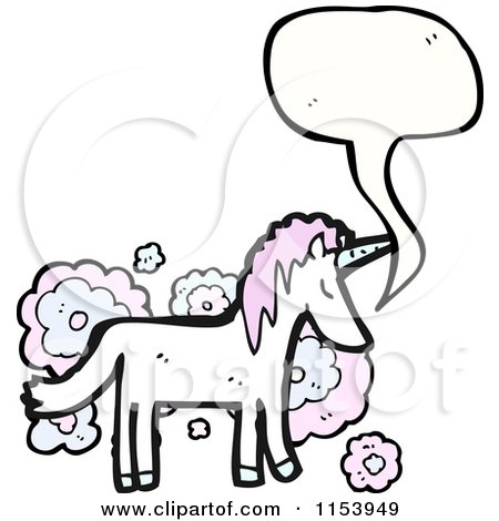Cartoon of a Talking Unicorn - Royalty Free Vector Illustration by lineartestpilot