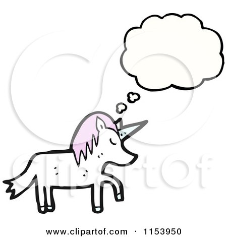 Cartoon of a Thinking Unicorn - Royalty Free Vector Illustration by lineartestpilot