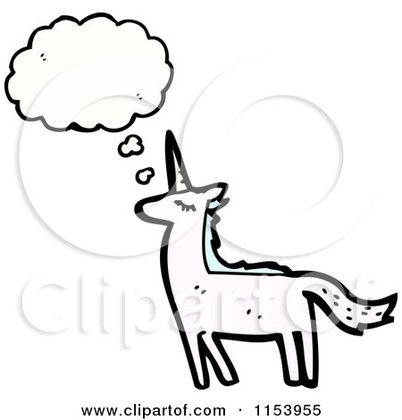 Cartoon of a Thinking Unicorn - Royalty Free Vector Illustration by lineartestpilot