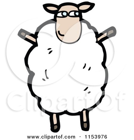 Cartoon of a Sheep Standing Upright - Royalty Free Vector Illustration by lineartestpilot