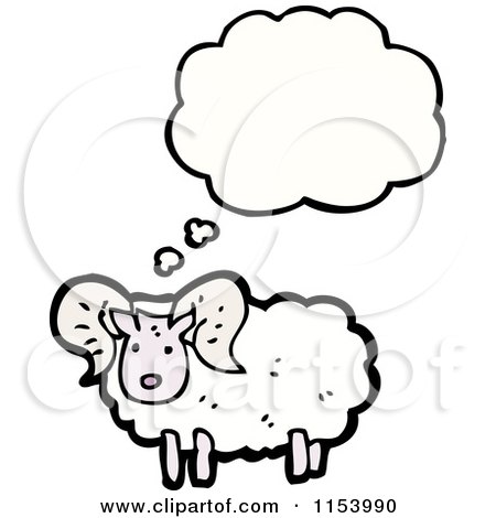 Cartoon of a Thinking Sheep - Royalty Free Vector Illustration by lineartestpilot