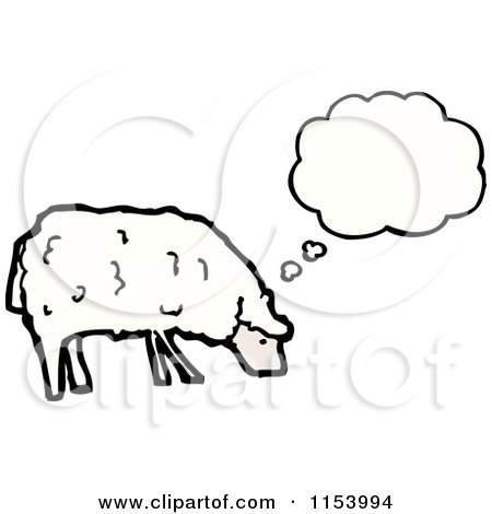Cartoon of a Thinking Sheep - Royalty Free Vector Illustration by lineartestpilot
