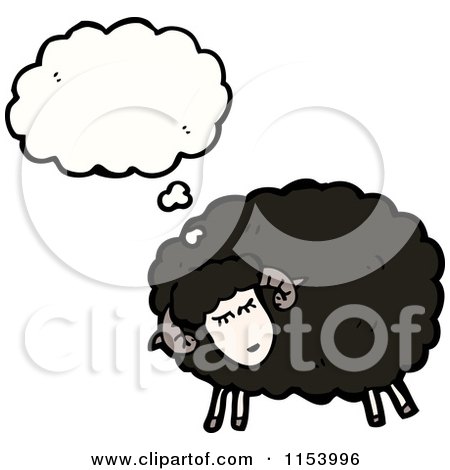 Cartoon of a Thinking Black Sheep - Royalty Free Vector Illustration by lineartestpilot