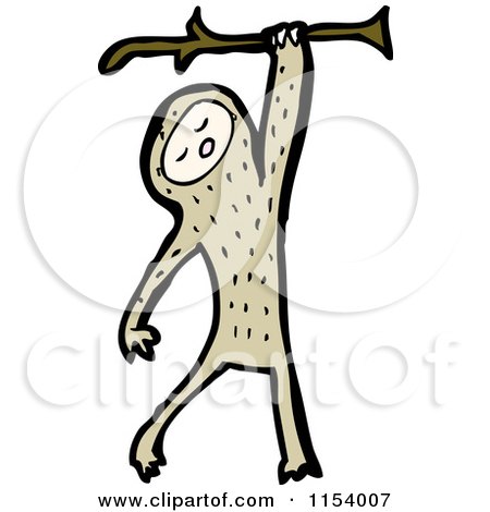 Cartoon of a Monkey Hanging from a Branch - Royalty Free Vector Illustration by lineartestpilot