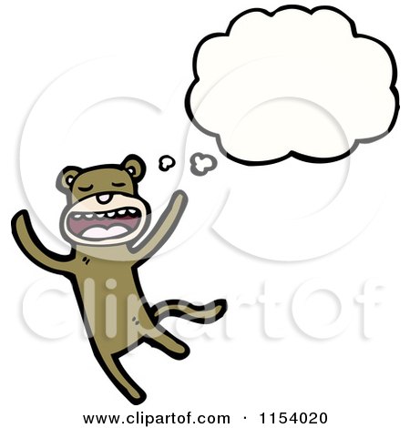 Cartoon of a Thinking Monkey - Royalty Free Vector Illustration by lineartestpilot