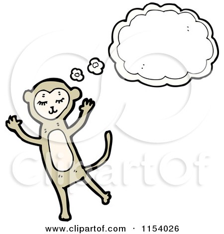 Cartoon of a Thinking Monkey - Royalty Free Vector Illustration by lineartestpilot