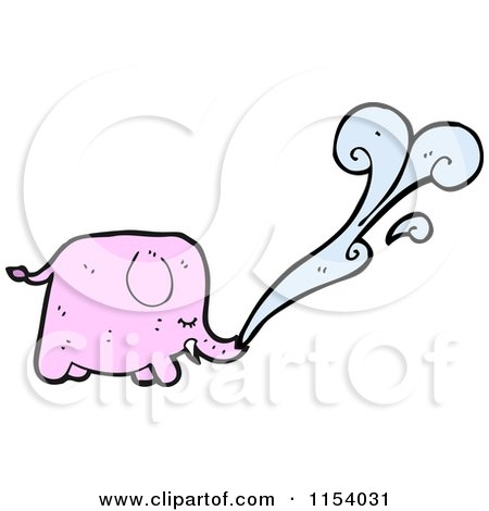 Cartoon of a Squirting Pink Elephant - Royalty Free Vector Illustration by lineartestpilot