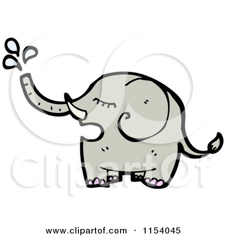 Cartoon of a Squirting Elephant - Royalty Free Vector Illustration by lineartestpilot