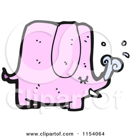 Cartoon of a Squirting Pink Elephant - Royalty Free Vector Illustration by lineartestpilot