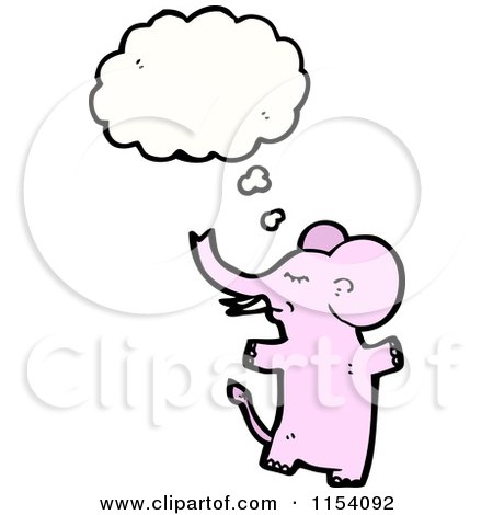 Cartoon of a Thinking Pink Elephant - Royalty Free Vector Illustration by lineartestpilot