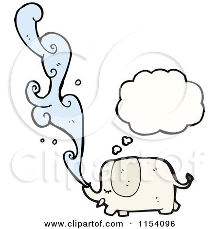 Cartoon of a Thinking Squirting Elephant - Royalty Free Vector Illustration by lineartestpilot