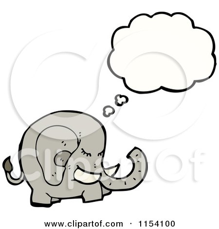 Cartoon of a Thinking Elephant - Royalty Free Vector Illustration by lineartestpilot