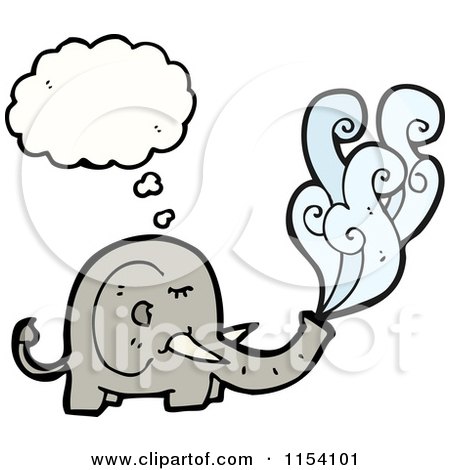 Cartoon of a Thinking Squirting Elephant - Royalty Free Vector Illustration by lineartestpilot