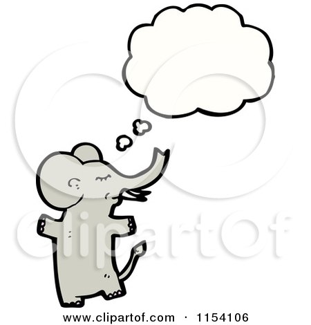 Cartoon of a Thinking Elephant - Royalty Free Vector Illustration by lineartestpilot
