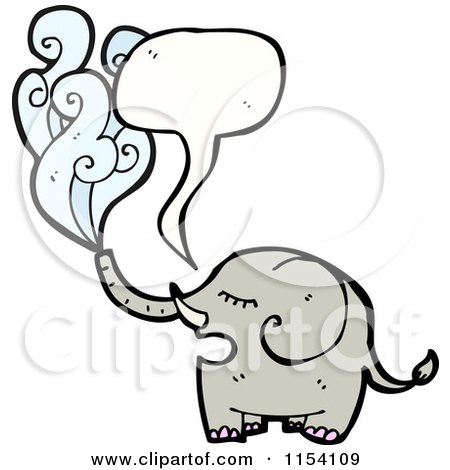 Cartoon of a Talking Spraying Elephant - Royalty Free Vector Illustration by lineartestpilot