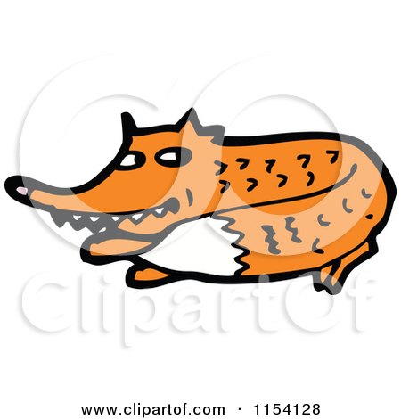 Cartoon of a Resting Fox - Royalty Free Vector Illustration by lineartestpilot