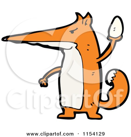Cartoon of a Fox Throwing an Egg - Royalty Free Vector Illustration by lineartestpilot