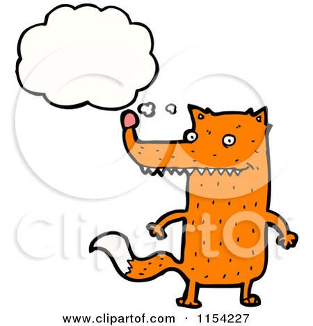 Cartoon of a Thinking Fox - Royalty Free Vector Illustration by lineartestpilot