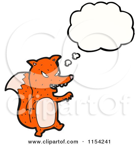 Cartoon of a Thinking Fox - Royalty Free Vector Illustration by lineartestpilot