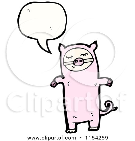 Cartoon of a Talking Kid in a Pig Costume - Royalty Free Vector Illustration by lineartestpilot