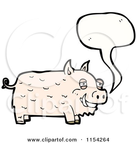 Cartoon of a Talking Pig - Royalty Free Vector Illustration by lineartestpilot